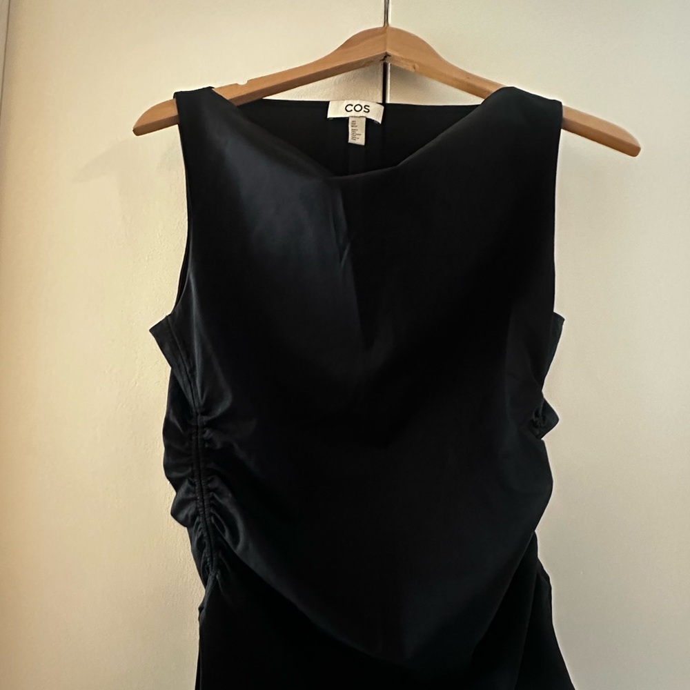COS Black Sleeveless Draped top with Side Ruching